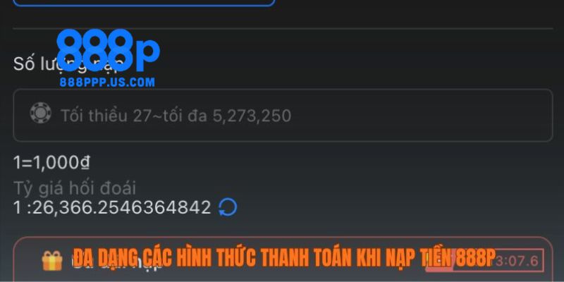 Điểm nổi bật khi thực hiện giao dịch nạp tiền tại 888P